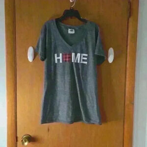OHIO HOME tee shirt charcoal grey, ladies V-neck XL.